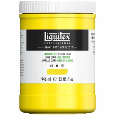 Liquitex Professional Heavy Body Acrylic Paint - (32oz/946ml) Cadmium-Free Yellow Light