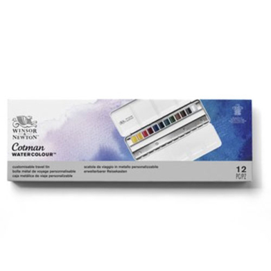 Winsor & Newton Cotman Watercolor Metal Travel Tin Set 12 Half Pans W/customizable +12 spaces