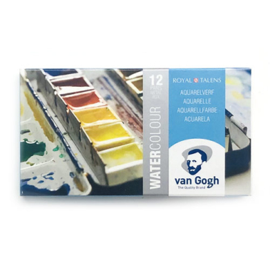 Royal Talens Van Gogh Water Color Painting Set - (12 Pans) Metal Box
