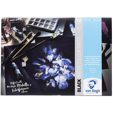 Royal Talens Van Gogh Black Water Color Paper Pad  11.7"x16.5" - (12 Sheets, 140lb)  9417001