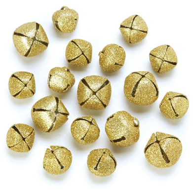 Darice Jingle Bells Assorted Sizes - (18 Pieces) Gold Glitter