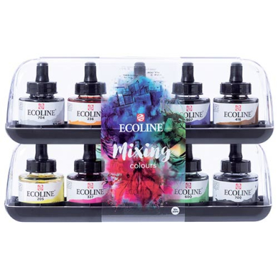 Royal Talens Ecoline Liquid Watercolors 1oz/30ml - (10 Pack) Mixing Colours