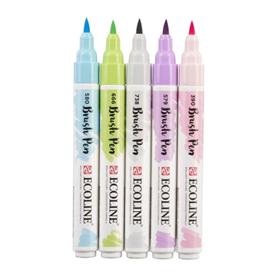 Royal Talens Ecoline Brush Pen Set of 5 Liquid Watercolor Pens –(5 Pack) Pastels 11509901