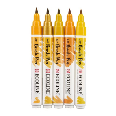 Royal Talens Ecoline Brush Pen Set of 5 Liquid Watercolor Pens –(5 Pack) Earth Colors  11509908