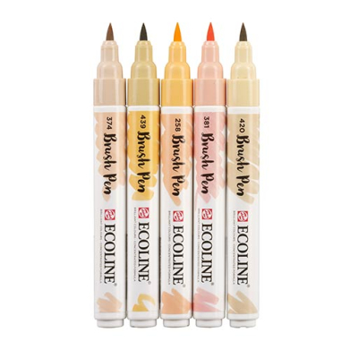 Royal Talens Ecoline Brush Pen Set of 5 Liquid Watercolor Pens –(5 Pack) Beige Pinks  11509911