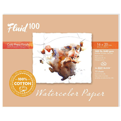 Fluid 100  Cold Press Watercolor Paper Easy-Block 16"  x 20"  (15 Sheets, 300lb)