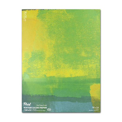 Fluid Watercolor Paper Easy-Block 18" x 24" - (15 Sheets, 140lb) Hot Press