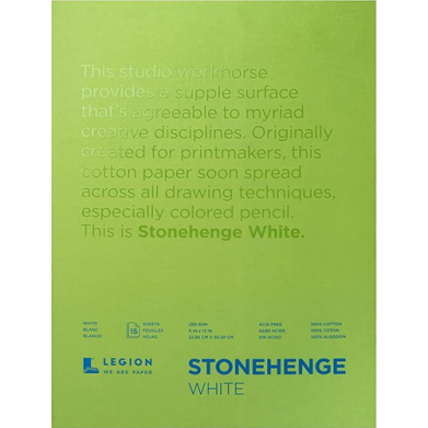 Legion Stonehenge Pad 9" x 12" - (15 Sheets, 250gsm) White