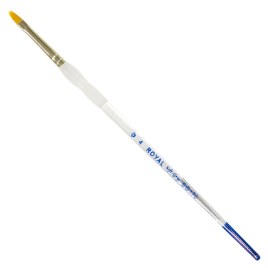 Royal Langnickel Soft-Grip Gold Taklon Brush - Short Handle, Filbert #4