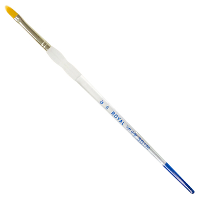 Royal Langnickel Soft-Grip Gold Taklon Brush - Short Handle, Filbert #6