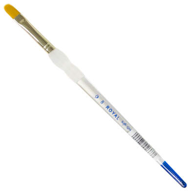 Royal Langnickel Soft-Grip Gold Taklon Brush - Short Handle, Filbert #8