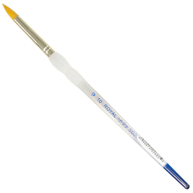 Royal Langnickel Soft-Grip Gold Taklon Brush - Short Handle, Short Round #10
