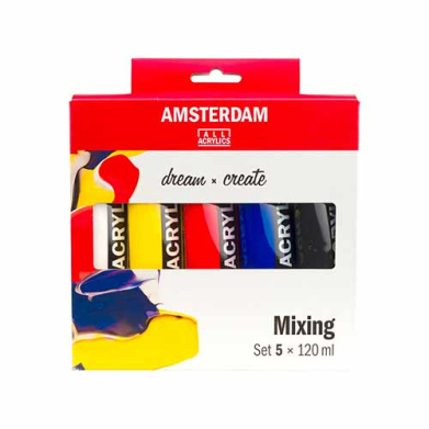 Royal Talens Amsterdam Acrylic Paint Set 4.1oz/120ml - (5 Pack) Mixing