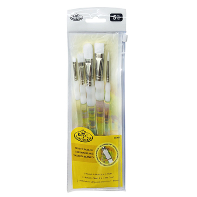 Royal Langnickel Soft-Grip White Taklon Brush Set - (5 Pack) Set #305