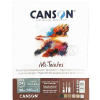 CANSON Mi-Teintes drawing paper pad cover with a colorful abstract splash, brand name at top and a brown bottom label showing 24 sheets.