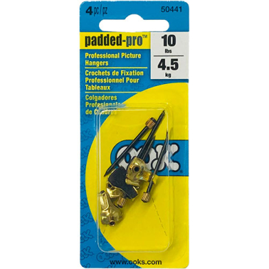 Ook Padded-Pro Professional Picture Hangers - (4 Sets) 10lbs