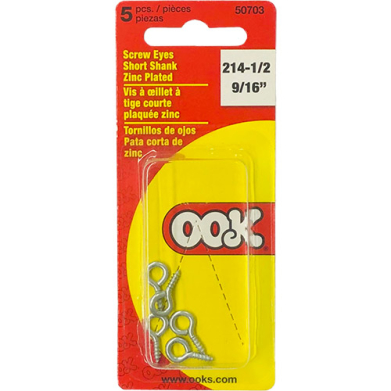 Ook Screw Eyes - (5 Pack) 9/16"