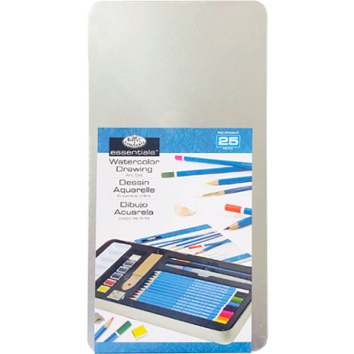 Royal Langnickel Large Essentials Tin Box Watercolor Drawing Art Set - (25 Pieces) RSET-ART2405