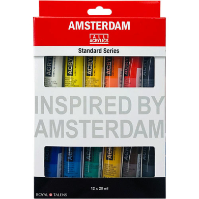 Royal Talens Amsterdam Acrylic Paint Set 0.67oz/20ml - (12 Pack) Standard Series