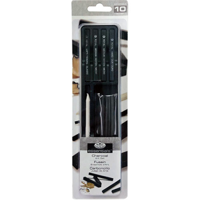 Royal Langnickel Essentials Tin Box Mini Charcoal Art Set - (10 Pieces)  RSET-ART2609
