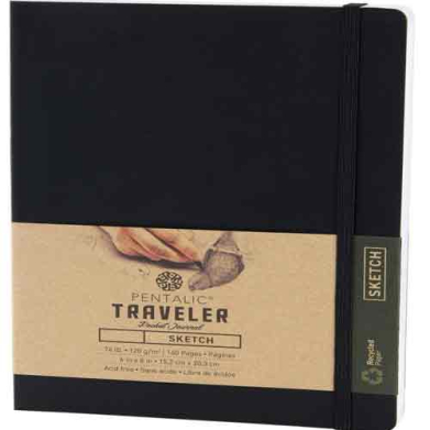 Pentalic Traveler Pocket Journal 4" x 6" - (160 Pages, 74lb) Ruled, Black