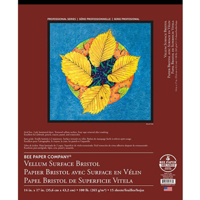 Bee Paper Vellum Surface Bristol Pad 14" x 17" - (15 Sheets, 100lb)