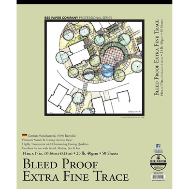 Bee Paper Extra Fine Tracing Paper Pad 14" x 17" - (50 Sheets, 25lb)