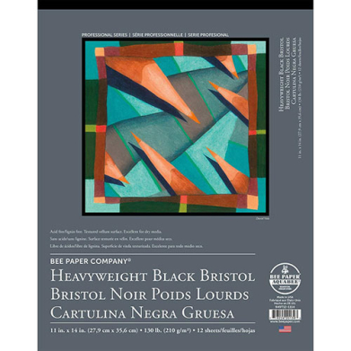 Bee Paper Heavyweight Black Bristol Pad 11" x 14" - (12 Sheets, 130lb)