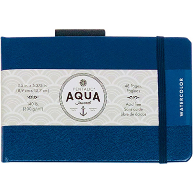 Pentalic Aqua Watercolor Journal 3.5" x 5.375" - (24 Sheets, 140lb)