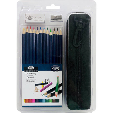 Royal Langnickel Essentials Drawing Art Set with Pencil Case - (15 Pieces)