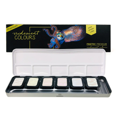 FineTec  Premium Iridescent Watercolor Set - (6 Pack) High Sparkling