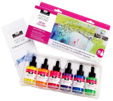 Royal Langnickel Essentials Acrylic Art Inks - (6 Pack) Neon Colors