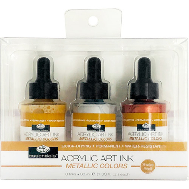 Royal Langnickel Essentials Acrylic Art Inks - (3 Pack) Metallic Colors