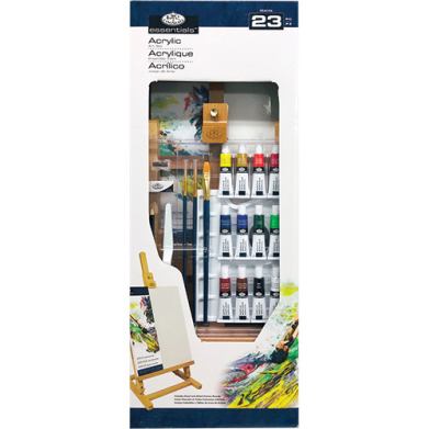 Royal Langnickel Essentials Acrylic Art Set with Deluxe H-base Easel  (23 Pieces) REA5704