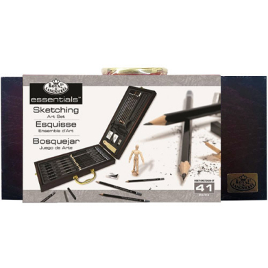 Royal Langnickel Essentials Premier Wooden Sketching Art Box Set - 41 Pc   RSET-SKET2020