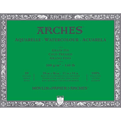 Arches Watercolor Cold Press Block 11" x 14" - (20 Sheets, 140lb)