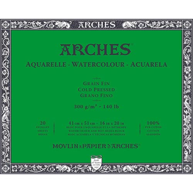 Arches Watercolor Cold Press Block 16" x 20" - (20 Sheets, 140lb)