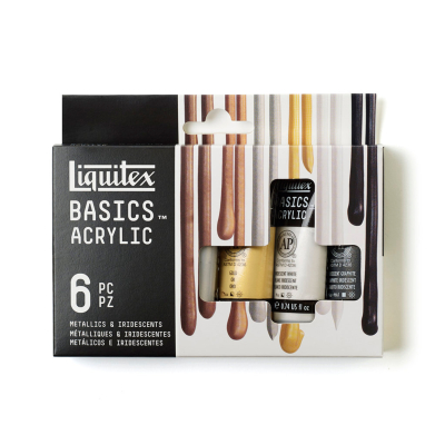 Liquitex Basics Acrylic Set (4oz/118ml) - (6 Pieces) Metallics & Iridescents   3699471