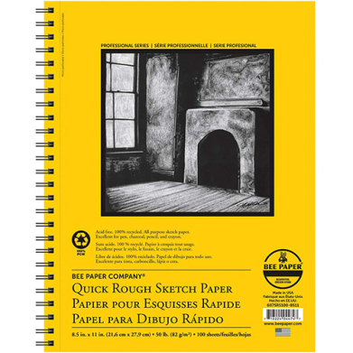 Bee Paper Quick Rough Sketch Pad 8.5" x 11" - (100 Sheets, 50lb)