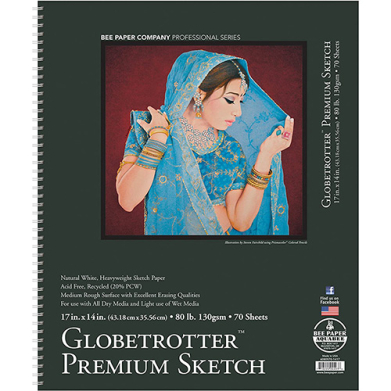 Bee Paper Globetrotter Premium Sketch Paper Pad 14" x 17" - (70 Sheets, 80lb)