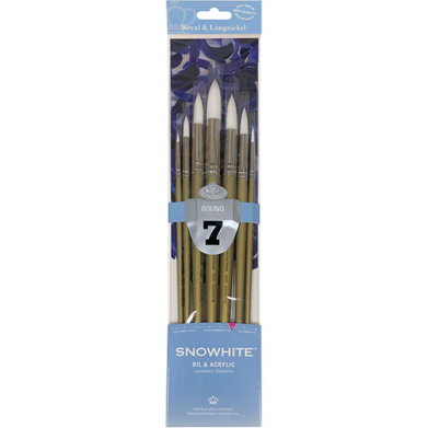 Royal Langnickel Snowhite Synthetic Long Handle Brush Set - 7pc Rounds