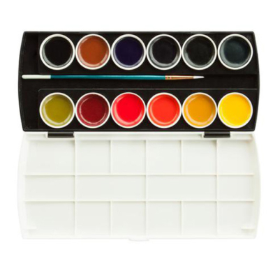 Richeson Semi-Moist Collegiate Matte Watercolor Set with Brush - 12 Colors