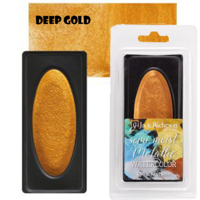 Richeson Collegiate Semi-Moist Metallic Watercolor Pan 10grams - Deep Gold