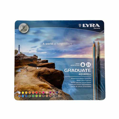 Lyra Graduate Water Color Colored Pencils Metal Box Set-24ct