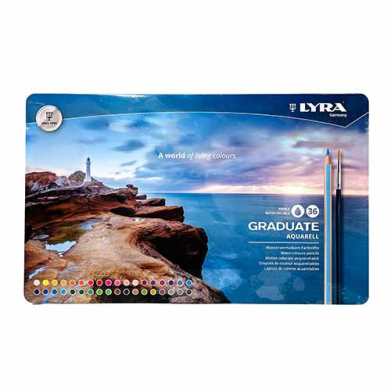 Lyra Graduate Water Color Colored Pencils Metal Box Set-36ct