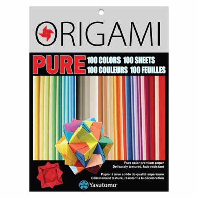 Yasutomo Pure Color Origami Mini Sheets 3"-100 Assorted Colors 100 Sheets
