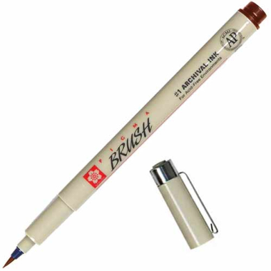 Sakura Pigma Micron Pen -Brown, Brush