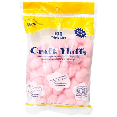 Pacon Craft Fluffs Cotton Balls - (100 Pack) Pink