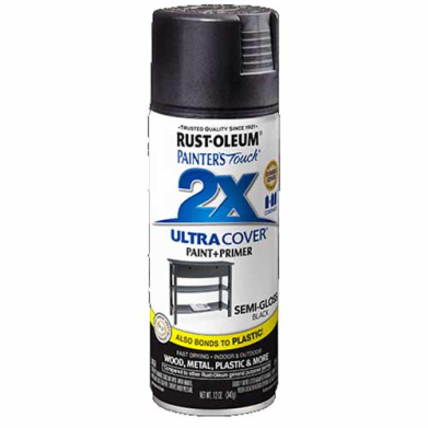 2x Ultra Cover 12oz Satin Spray- Black Semi-Gloss