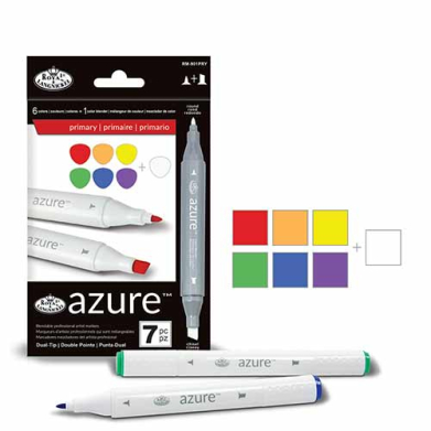 Royal Langnickel Azure Dual-Tip Alcohol Marker Set - 7pc Primary